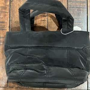 BAGSMART Puffy Mini Quilted Grid Tote Crossbody Bag Black